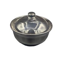 Shave Bowl with Top for Shaving Soap Storage and Making Lather - Ceramic Black