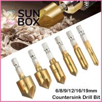 SUN BOX ที่เปิดเครื่อง เครื่องมือเจาะมือ 90องศาองศา Hss ค่ะ ดอกสว่านเจาะ 5ขลุ่ย Countersink เครื่องลบมุม หัวเจาะอ่างล้างจาน ก้านหกเหลี่ยม เครื่องตัดลบมุมไม้