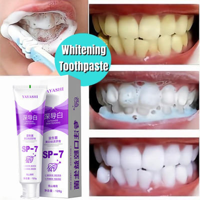 บอกลาฟันเหลือง ฟันขาวยาสีฟัน sp4 โปรไบโอติกฟันปลาฉลามยาสีฟัน ยาสีฟันฟันขาว 120g ฟอกสีฟัน ยาสีฟันลดกลิ่น ยาสีฟันไวท์เทนนิ่ง น้ำยาขัดฟันขาว ลดคราบหินปูน ขจัดคราบเหลือง กลิ่นปาก ปกป้องเหงือก