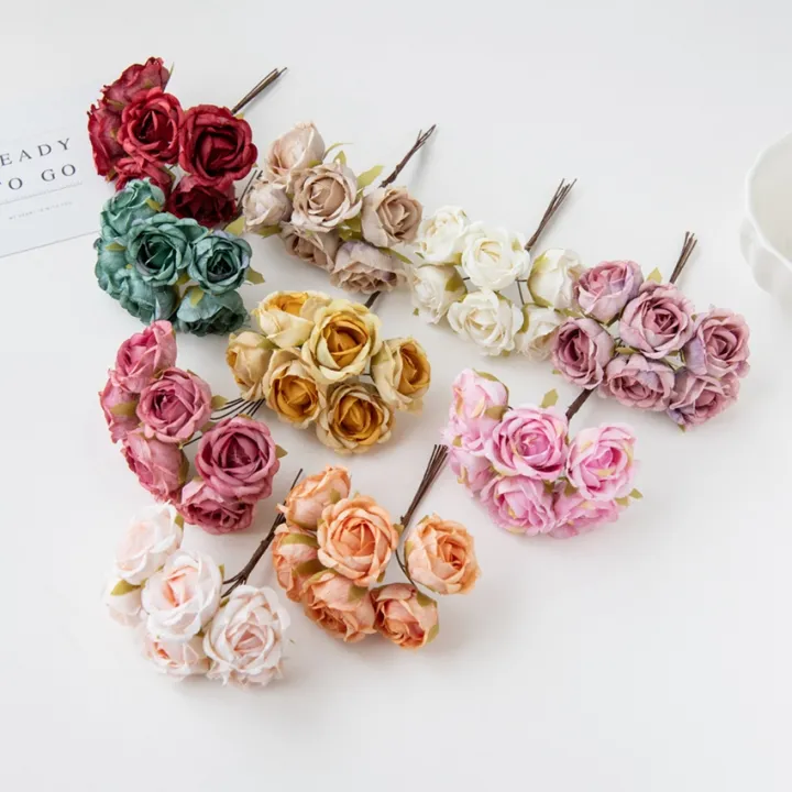 12pcs-artificial-flowers-silk-tea-rose-wedding-wreath-scrapbooking-for-home-christmas-decoration-diy-bride-accessories-clearance