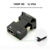 HDMI-Compatible Female to VGA Male Converter 3.5mm Audio Adapter Support 1080P Signal Output Convertor with Audio Cables Adapters