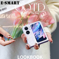 เคสฝาพับสำหรับ OPPO Find N2 Flip ออปโป้ไฟนด์แบบใสลายเปลือกหอยปลอกอ่อนสำหรับ OPPO Find N2 Flip ออปโป้ไฟนด์เคสพับได้