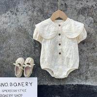 2023 Summer New Baby Embroidery Romper Girls Large Lapel Embroidery Lace Bodysuit Girl Cotton Single Breasted Jumpsuit Clothes