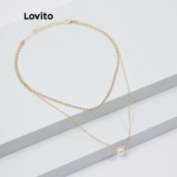 Lovito สร้อยคอ แบบสองชั้น ประดับไรน์สโตน สไตล์ลำลอง L18M128 (สีทอง) 5211033▦㍿