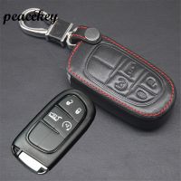 dfgvedvg Peacekey 4 Buttons leather car key cover case For jeep Renegade 2014 2015 Grand Cherokee Chrysler 300C key holder