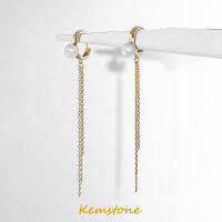 Kemstone ตะขอเกี่ยวหูแบบพู่ห้อยสำหรับสุภาพสตรี,ตุ้มหูไข่มุกน้ำจืดเครื่องประดับหูตามอารมณ์