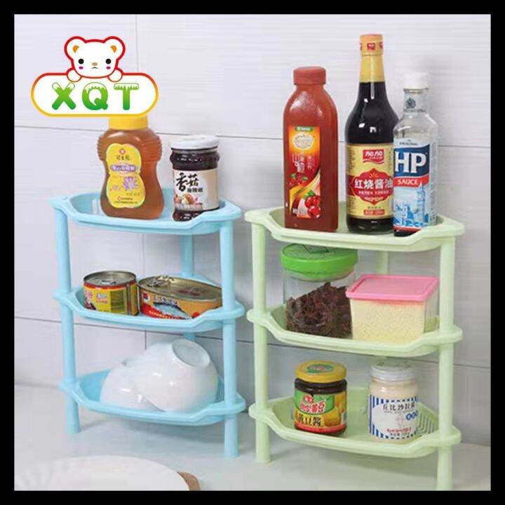 XQT 3 Tier Plastic Bathroom Corner Storage Layer Multipurpose Utility