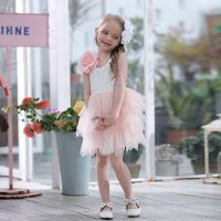 【jeansame dress】ฤดูร้อนลูกไม้สาวแต่งตัวตาข่ายเด็กชุดเจ้าหญิงสำหรับสาวเสื้อกั๊กชุดพรรคชุดเสื้อผ้าเด็ก E16900