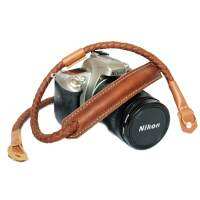 สายกล้องถ่ายรูป หนังแท้ แบบถัก Weaving leather Rope Camera Strap handmade Tan Color