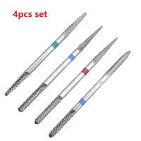 Hot 4pcsset Double side Carbide Electric Manicure Drills Milling Cutter Burr Apparatus Nail Files Bits Pedicure Tools