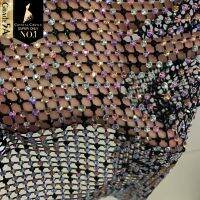 ปราสาทคริสตัล Sparkle Rhinestones ผ้าเสื้อผ้าคริสตัลหินสุทธิ Strass ตาข่ายผ้าพันคอ Rhinestones สำหรับ Clothes