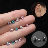 【LZ】☌  1 par 4mm médica de aço inoxidável-brincos de zircão de cristal brincos de orelha para mulher redondo/amor coração tragus cartilagem piercing jóias