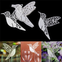 March Hot Bird Wedding Name Place Cards For Wine Glass Laser Cut On Pearlescent Card