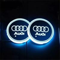 2Pcs LED Car Cup ผู้ถือไฟสำหรับ Audi A3 A4 B5 B6 B7 B8 A6 C5 C6 Q5, Q7 TT A4L A5 A8 A1 A8L A6L Q3 R8สีเปลี่ยน USB,โคมไฟ LED สร้างบรรยากาศภายใน