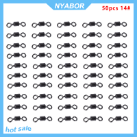 NYABOR 50pcs/100pcs Fishing Connector ลูกปืนหมุน Solid Ring Barrel ROLL หมุน