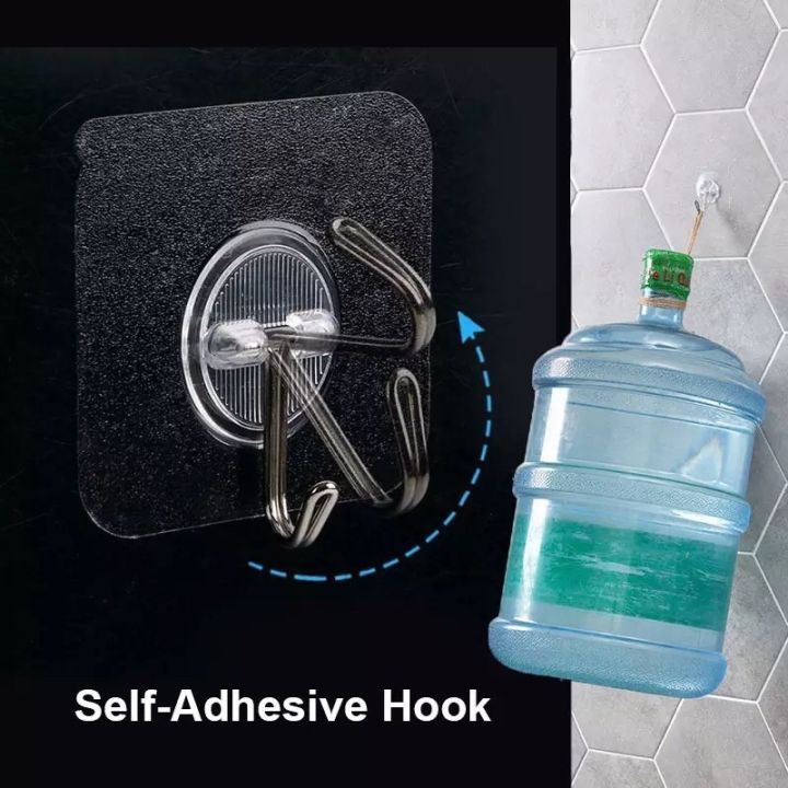 5-10pcs-transparent-stainless-steel-strong-self-adhesive-hooks-key-storage-hanger-for-kitchen-bathroom-door-wall-multi-function