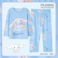 Sanrioes Anime Cinnamoroll Pikachu Baby Kids Pajamas Sets Boys Sleepwear Girls Long-Sleeve Home Clothing Children Birthday Gift