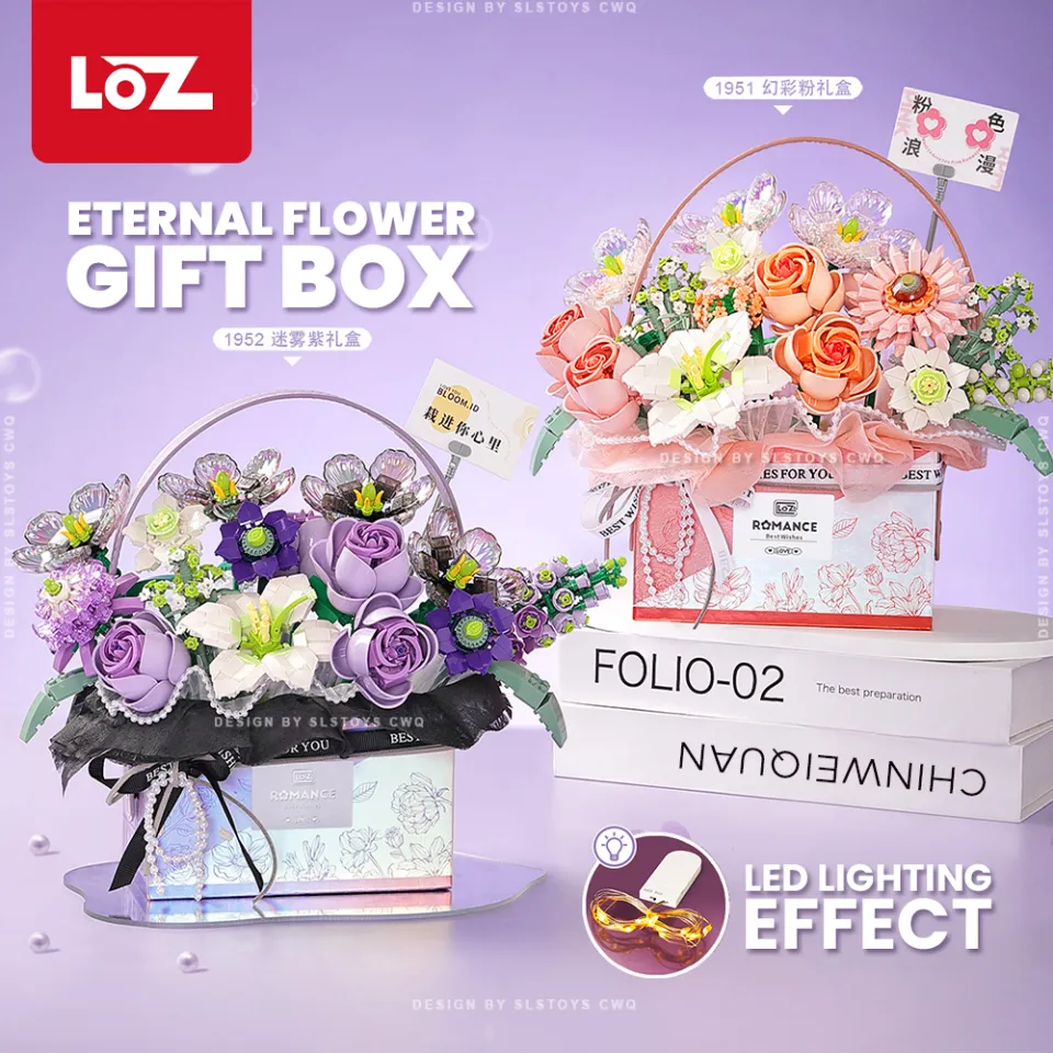 LOZ IDEAS Mini Block 1951 / 1952 Eternal Flower Gift Box LED Light Bouquet  Decoration Building Brick Toy Boy Girl 花束礼盒 | Lazada