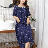 Nightdress Cotton Dot Printed Sleepwear Breathable Womendress Nightie Sleepdress Size