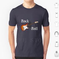 【cw】 Rock  amp; Roll Guitar T Shirt Print Cotton Roll Guitar Electric Strat Stratocaster Music Musical Instrument Six String 3D Model