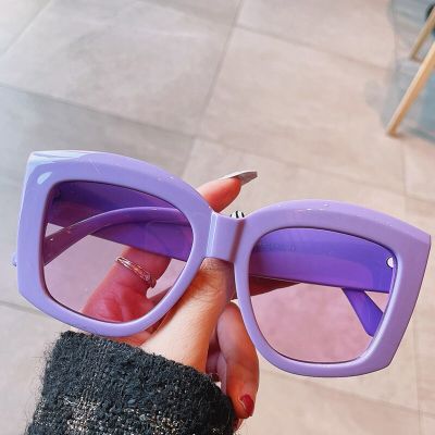 SO&amp;EI Retro Oversized Square Colorful Sunglasses Women Fashion Shades UV400 Trending Men Purple Orange Sun Glasses Cycling Sunglasses