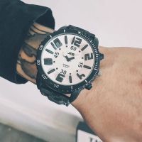 Teen mens watch personality black and white trendy mens cool ins style womens trend big dial super large middle school students