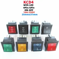 1pcs KCD4 Rocker Switch ON-OFF 2 Position 4 Pins / 6 Pins Electrical equipment With Light Power Switch 16A 250VAC/ 20A 125VAC