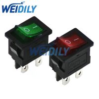 2PCS KCD1 4 ON OFF 4 Pin Boat Car Rocker Switch 15x21 21x15mm 6A/250V 10A/125V AC Red Green Light Siwtches