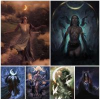 Night Goddess Death Spirits Wall Art ภาพวาดผ้าใบ Decor Hecate เทพธิดา Presiding Over Magic และ Spells โปสเตอร์และพิมพ์สำหรับตกแต่งบ้าน