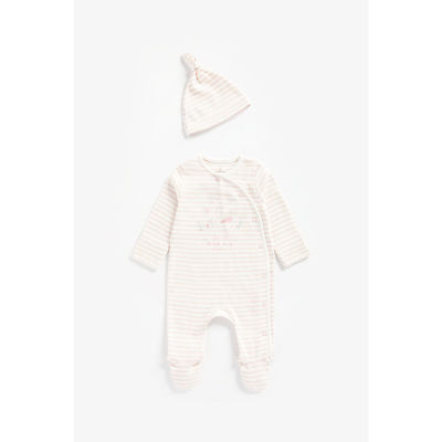เชตเสื้อผ้าเด็กทารก Mothercare Love Mummy Organic-Cotton All In One And Hat Set ZA349