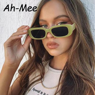 แว่นตากันแดดขนาดเล็กใหม่ผู้หญิงนักออกแบบยี่ห้อวินเทจอินเทรนด์ผู้ชายสีเขียวสี่เหลี่ยมฮิปฮอป UV400แว่นตาผู้หญิงกันแดด