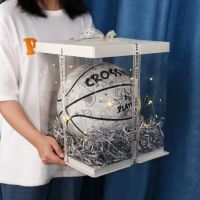 Put basketball box web celebrity ins transparent gift box packing box square birthday gift box
