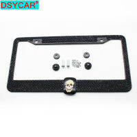 DSYCAR 2PcsSet Diamond Skull License Plate Frames, Stainless Steel Car Licence Plate Covers Slim Design with Bolts Washer Caps