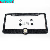 DSYCAR 2ชิ้นเซ็ต Diamond Skull กรอบป้ายทะเบียน,สแตนเลสป้ายทะเบียนรถครอบคลุม Slim Design พร้อม Bolts Washer Caps