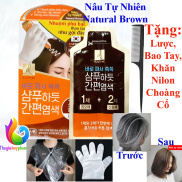 Tặng Lược Hộp 3 Gói Nhuộm Tóc Thảo Dược Phủ Bạc Elastine Hàn Quốc Màu Nâu