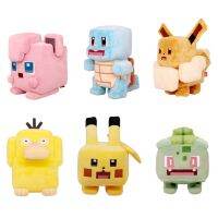 โปเกมอนบิ๊กผจญภัยอะนิเมะเกม Minecraft Pikachu Eevee Psyduck ตุ๊กตาตุ๊กตายัดไส้สแควร์เด็กของเล่นคริสต์มาสของขวัญคลาสสิก