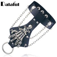 Punk Gothic Hand Chain Wristband Bangle Leather S244