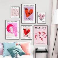 Picasso Matisse Venus Pink Wall Art ภาพวาดผ้าใบ Nordic นิทรรศการพิมพ์บทคัดย่อ Kiss Dance โปสเตอร์ Minimal ตกแต่งห้องนอน