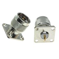 1Pcs N Type Male Plug 4 Hole panel Mount flange with solder cup straight connectorWires Leads Adapters