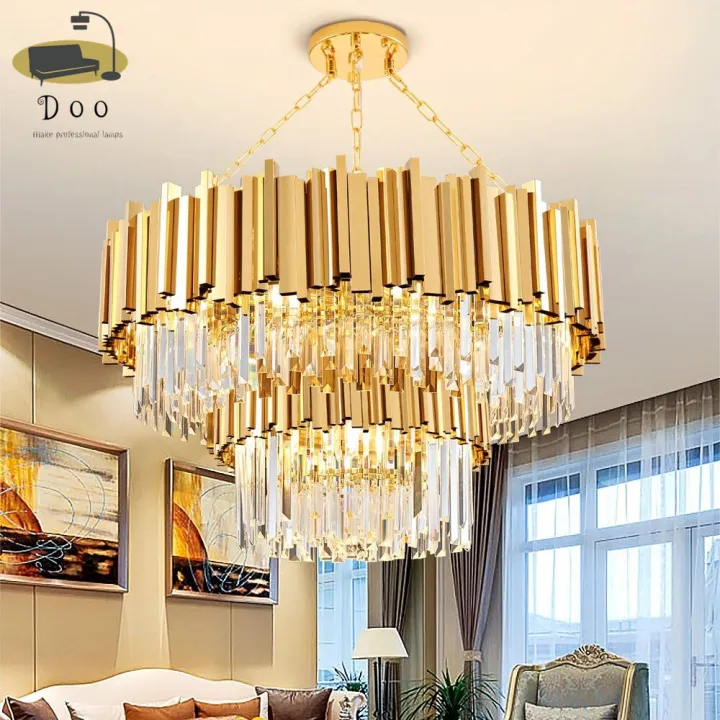 DOO Gold Modern Crystal Chandelier Kitchen Island Dining Living Room