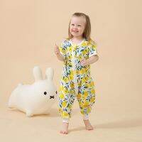 Baby Sleeping Bag Double Gauze Pure Cotton Short Sleeve Spring Summer Children Pajamas Kids Boy Girls Nighty Clothes 0-4T