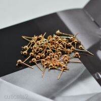 50pcs Copper-plated Earring Post Earstud Ball Head Loop Stylish Earrings Finding