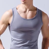 hot【DT】 Mens Clothing Mesh Silk Quick-drying Muscle Sleeveless Narrow Shoulder Sport