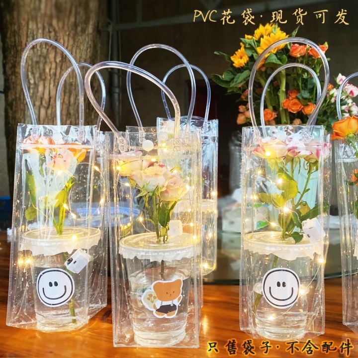 pvc-flower-handbag-stall-net-red-ins-single-flower-shop-vertical-packaging-bag-xiaohongshu-same-transparent-flower-may