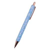 1ชิ้นใหม่จี้ปากกาโลหะคริสตัลประกายปากกาลูกลื่นกระสุน1.0มม. หัวปากกาสีฟ้าเติมดีกว่าปากกางานเขียนในออฟฟิศ