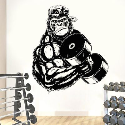 Cool Gorilla Gym Wall Sticker Vinyl Fitness Decal Sign Workout Art Motivation Dumbbell Show Strength Home Decor Room Poster Z549