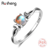 925 Sterling Silver Oval Rainbow Moonstone Flower Pendant Finger Rings for Women Girlfriend Romantic Fine ided Wide Jewelry2023