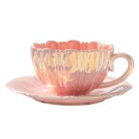 Genuine Original High-end Petal coffee cup ceramic cup and saucer set ins style high-end European-style high-end exquisite afternoon tea flower tea cup