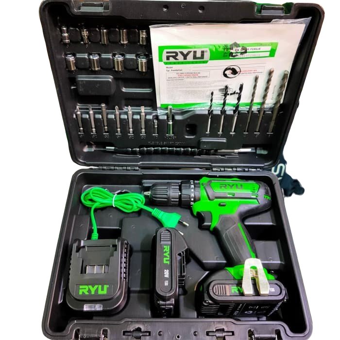 Ryu Rci V Mesin Bor Beton Baterai V Cordless Impact Drill Set