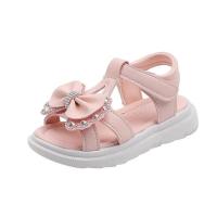 Summer Girls Sandals Cute Bow Rhinestones Baby Girl Shoes Soft Flat Heels Princess Shoes Fashion Kids Beach Sandals Pink H140TH